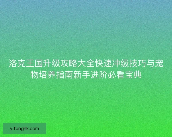 洛克王国升级攻略大全快速冲级技巧与宠物培养指南新手进阶必看宝典