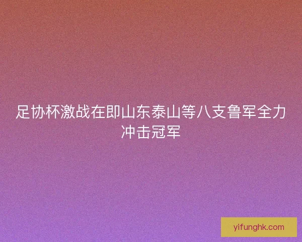 足协杯激战在即山东泰山等八支鲁军全力冲击冠军